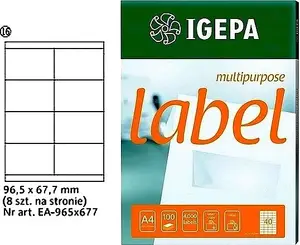 Uzlīmju lapas Mondi ETYKIETY A4 96,5 x 67,7 mm baltas, 100 gab.