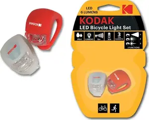 Velosipēda un skūtera LED lukturi Kodak SB5134 — priekšējais un aizmugurējais komplekts, IP64, 2 gab.