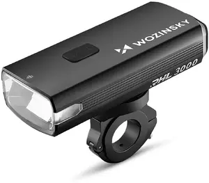 Priekšējā velosipēda lampa Wozinsky 3000 lm ar USB‑C kabeli, melna
