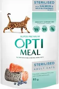 Kaķu barība Optimeal Sterylny ar lasi 85 g