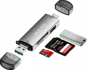 Kartišķītājs Bounn D-398 ar USB 2.0, Micro USB 2.0, USB‑C 3.0 un USB 3.0 Type B