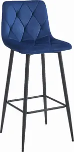 Bar stool LEOBERT NADO, navy velvet upholstery, black legs, model 3847-1