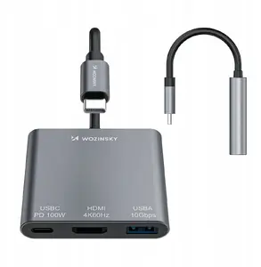 Wozinsky WHCH-01 USB-C PD 100W hub with HDMI 4K@30Hz, USB-A 10Gbps, gray