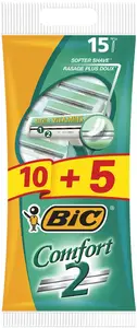 Ballpoint pen pack BIC Comfort 2 Green — 15 pens, retractable, medium point