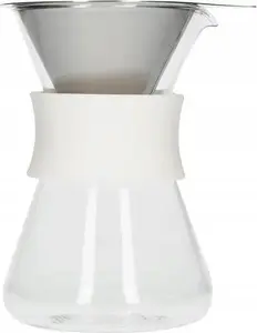 Glass Coffee Maker HARIO model 0502010125 — glass pour-over brewer, white accents