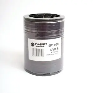 Blank DVD-R discs PLATINET 4.7GB 16x, 120 mm, White printable, 100-pack shrink