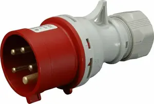 Portable 5-pin 16A 400V Industrial Plug SEZ IVN 1653, IP44, red