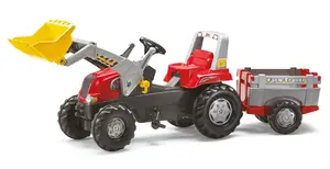 Bērnu pedāļu traktors rolly toys rollyJunior RT — pedāļu piedziņa, 6 riteņi, 3–8 g., melni/sarkani