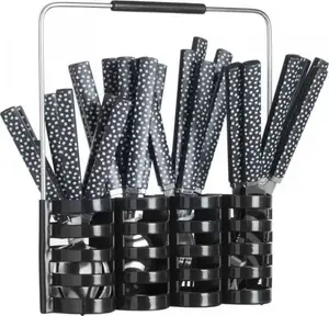Cutlery Set with Stand 24 Pieces, Dekoracja domu — black