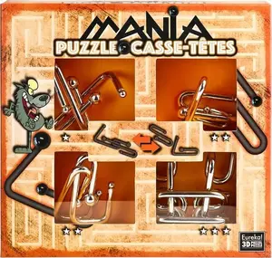 Metal Puzzle Set G3 4 pieces — interlocking brain teasers, orange finish