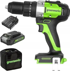 Cordless Drill GreenWorks GD24DD60K2 24 V with 1x 2 Ah battery
