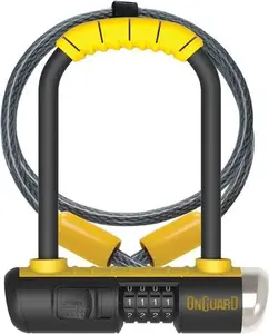 ONGUARD Combo Mini DT bike lock, yellow-black — compact cable and lock set (model 8015C)