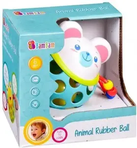 Резиновый шар-погремушка с медвежонком Bambam модель 254575, мягкая прорезыватель для младенцев