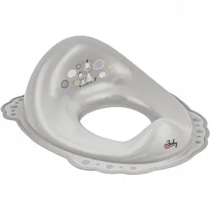 Toilet Seat Cover Maltex Zebra with Non-Slip Rubber Grips, Grey
