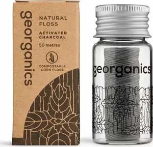 Зубная нить Georganics GEO00630 с активированным углем, 50 м, биоразлагаемая мятная нить