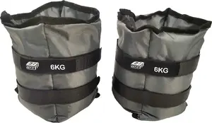 Aproču svaru pāris EB FIT 2×6 kg pelēki — komplekts ar regulējamām siksnām, vingrojumiem plaukstu un potīšu