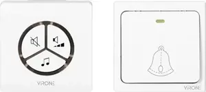 Wireless Doorbell Virone DB-3 — battery-powered receiver and push button, wireless range unspecified