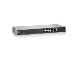 Unmanaged 16-Port Gigabit Switch LEVELONE GSW1657 — 16 × Gigabit RJ-45, 32 Gbit/s switching, 8192 MAC entries, rack-mount