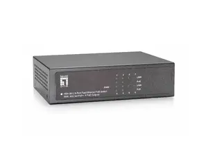 LevelOne 8-Port Fast Ethernet PoE Switch FEP0812 — 8x 10/100 RJ-45, 4 PoE Outputs, 65W, rack-mount