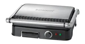 Контактный гриль BOMANN KG 2242 CB — 2000 Вт, регулируемый термостат, нержавеющая сталь, прямоугольный