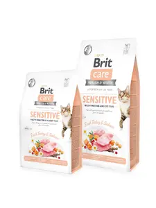 Kaķu barība VAFO PRAHS Brit Care Cat Grain-Free SENSITIVE HEALTHY DIGESTION AND DELICATE TASTE, pieaugušajiem, tītara, 2 kg