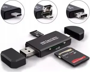 Karšu lasītājs zenwire 5‑1 SD ar USB‑A, Micro USB, USB‑C OTG un pendraiva funkciju