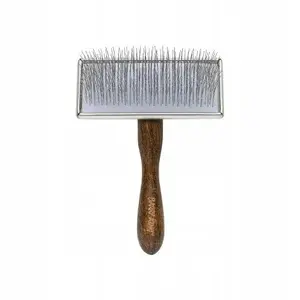 Taisnstūra matu suka mājdzīvniekiem DKD Home Decor BK-14650, dižskābarža koka rokturis, tērauda sari, 11,7×15,6 cm
