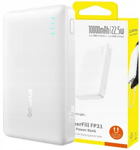 Power Bank Baseus EnerFill FP21 10000 mAh 22.5W with USB-A and USB-C, white