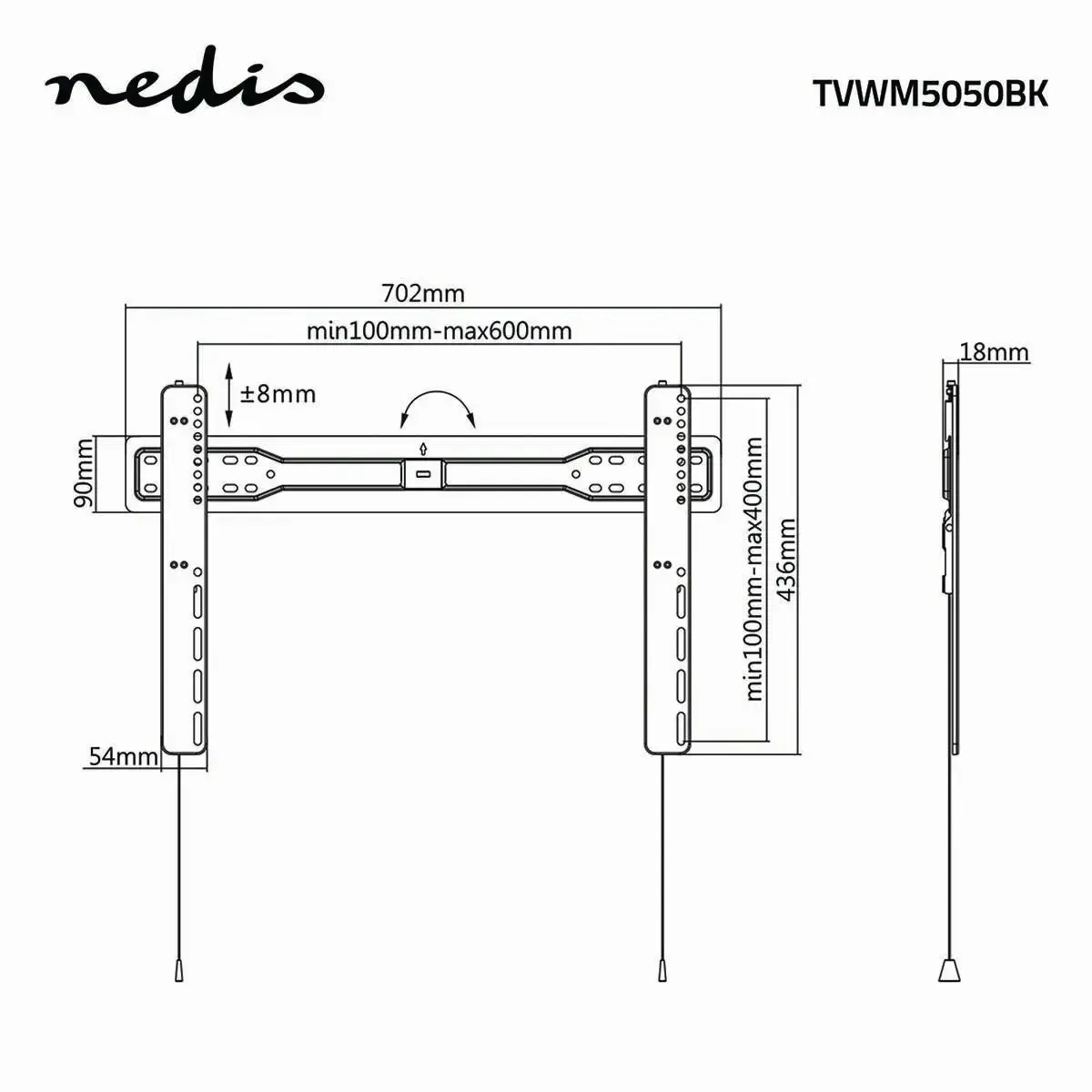Nedis TVWM5050BK TV mount/stand for 37"–70" TVs Photo 5