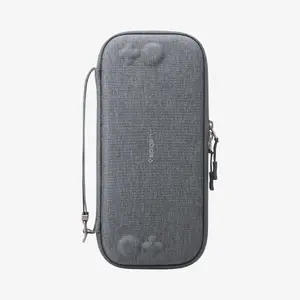 Mapītes tipa pārnēsāšanas futrālis Spigen priekš Nintendo Switch 2 — pelēks, mīksts aizsargvālīķis
