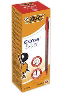 Шариковая ручка BIC Cristal Exact Ultra Fine — красные чернила, корпус-стик, 20 шт.