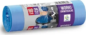 Trash Bags Anna Zaradna 60 L, 25 pcs, blue — universal garbage bags