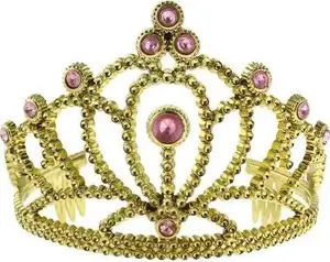 Diadem GoDan Tiara, gold finish with pink pearls, model 504148, 1 piece, one size