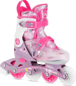 Роликовые коньки nils extreme NJ1025 размер S (31–34) розовые — детские регулируемые ролики