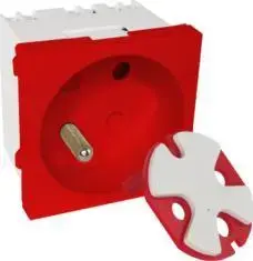 Modular electrical socket 2P+Z 45x45 with data lock, red — Alantec PZ017