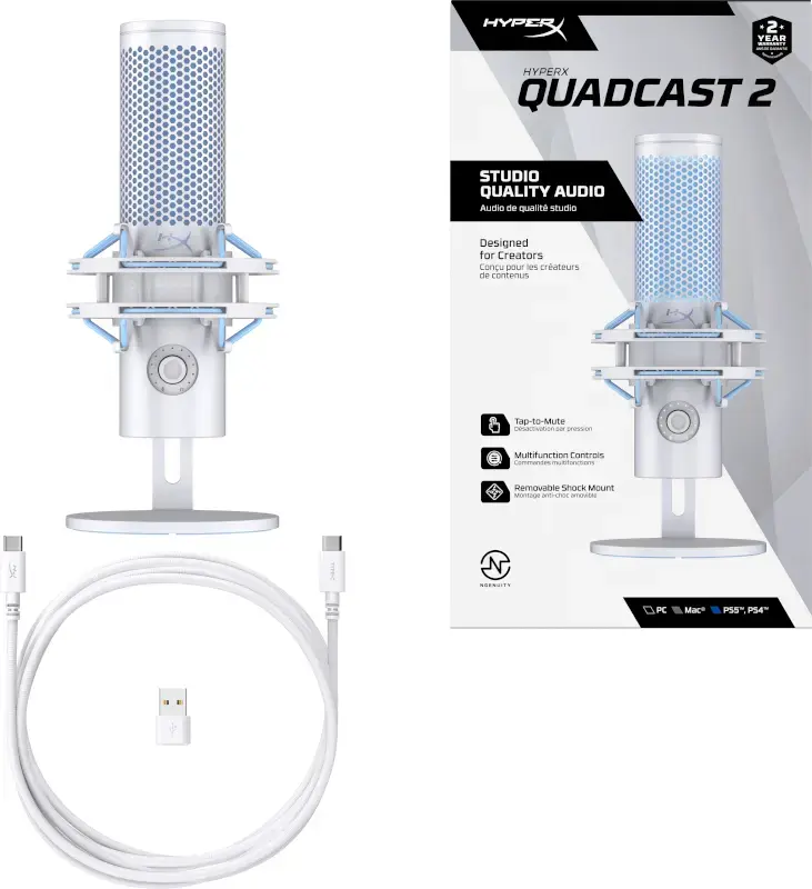 HyperX QuadCast 2 USB galda mikrofons (Frost) Photo 10