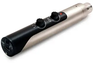 Audio saskarne‑adapteris MXL USB Mic Mate Pro — USB 1.1/USB 2.0, vads, atbalsts 48V fantoma barošanai, melns/ sudraba