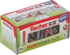 Plastic round wall dowel fischer duebel DUOPOWER 5 x 25 LD, 5 mm hole, 25 mm length, pack of 100