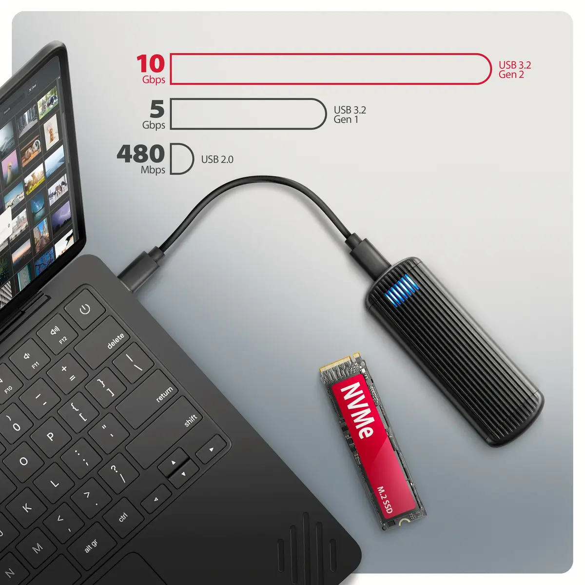 AXAGON EEM2-SC ārējais USB‑C korpuss M.2 NVMe Photo 8