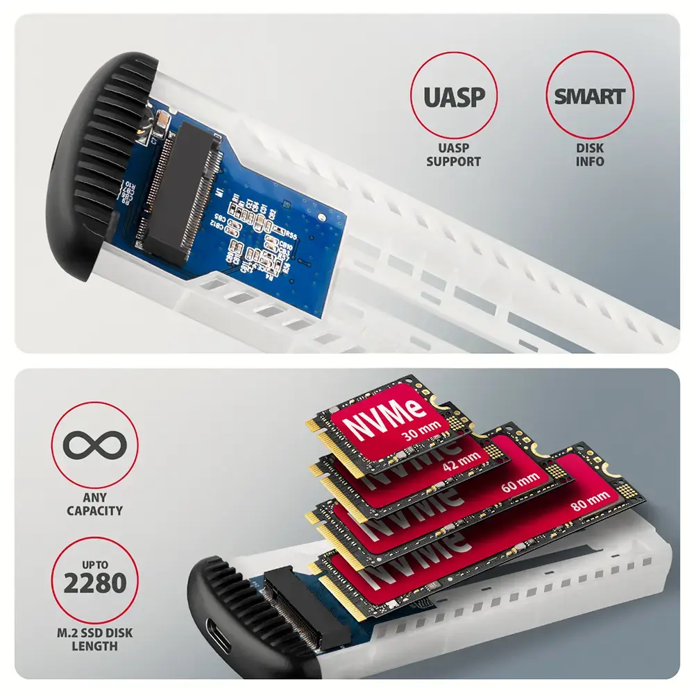 AXAGON EEM2-SC ārējais USB‑C korpuss M.2 NVMe Photo 9
