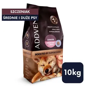 Sausais barība kucēniem vidējām un lielām šķirnēm ADDVENA BOOSTED BY SUPERFOODS 10 kg