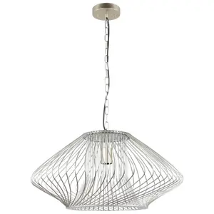 Подвесной потолочный светильник BESK 9149676, патрон E27, макс. 40W, 220–240V, серебристая металлическая сетка, Ø600 x H1560 мм, кабель 1,2 м