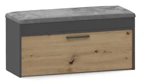 Closed shoe organizer cabinet Top e Shop PARMA — anthracite and oak, particle board, 1000×490×350 mm