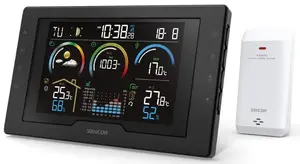 Weather station SENCOR SWS8000 — 5.7" colour LCD, wireless thermo‑hygro sensor, barometric pressure, radio‑controlled clock