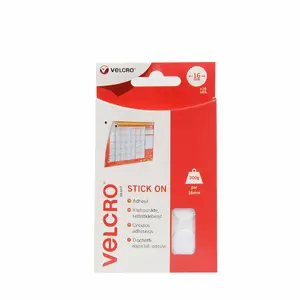 Hook and loop fastener Velcro VEL-EC60227, white, 16 mm width, 16 pieces