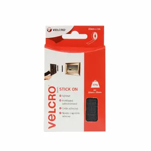 Velcro VEL-EC60211 āķa-un-līmeņa lenta — melna, 20 mm × 1 m, 1 gab.