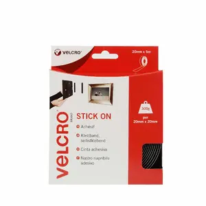 Hook and loop fastener tape Velcro VEL-EC60217, black, 20 mm × 5 m, 1 pc