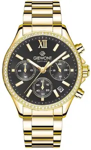 Wrist Watch Giewont Sapphire GW3670-B3 — women's gold case, black dial, sapphire crystal