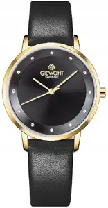 Wall and desk clock Giewont Sapphire GW4130-A4 — gold case, black dial, women's model