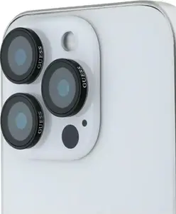 Металлическая защитная рамка для объектива iPhone 16 Pro / 16 Pro Max GUESS GUCL163SAGK — черная